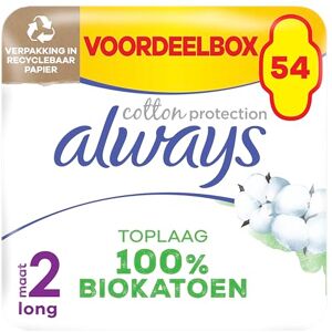 Always Cotton Protection Serviettes Hygiéniques, Taille 2, Long, 54 Serviettes Hygiéniques Avec Ailettes, Flux Modérés Jour, Format Eco, Voile 100% Coton Bio, Sans Parfum, Emballage papier recyclable Always Cotton Protection Serviettes Hygiéniques, Taille 2, Long, 54 Serviettes Hygiéniques Avec Ailettes, Flux Modérés Jour, Format Eco, Voile 100% Coton Bio, Sans Parfum, Emballage papier recyclable