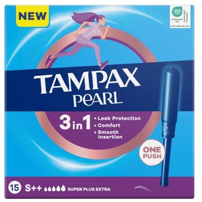 Tampax Pearl Super Extra Plus Lot de 15 tampons avec applicateur Tampax Pearl Super Extra Plus Lot de 15 tampons avec applicateur