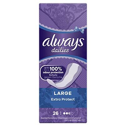 Always Dailies Extra Protect Large Pack de 26 Protège-Slips Aérés avec Cœur Absorbant Lot de 3 83736495 Always Dailies Extra Protect Large Pack de 26 Protège-Slips Aérés avec Cœur Absorbant Lot de 3 83736495