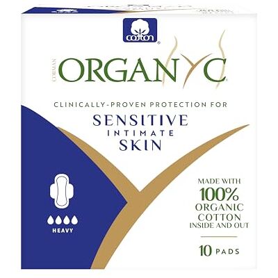 Organyc Serviettes Hygiéniques de Nuit avec ailettes – 100% coton bio,10 unités Organyc Serviettes Hygiéniques de Nuit avec ailettes – 100% coton bio,10 unités