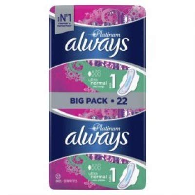 Always Serviettes hygièniques platinium nuit Le paquet de 22 Always Serviettes hygièniques platinium nuit Le paquet de 22