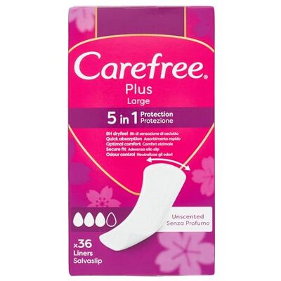 Carefree Lot de 36 protège-slips extra larges sans parfum pour femme avec protection 5 en 1 pour 8 heures de sensation de sec, serviettes hygiéniques sans parfum ultra fines pour un usage quotidien Carefree Lot de 36 protège-slips extra larges sans parfum pour femme avec protection 5 en 1 pour 8 heures de sensation de sec, serviettes hygiéniques sans parfum ultra fines pour un usage quotidien