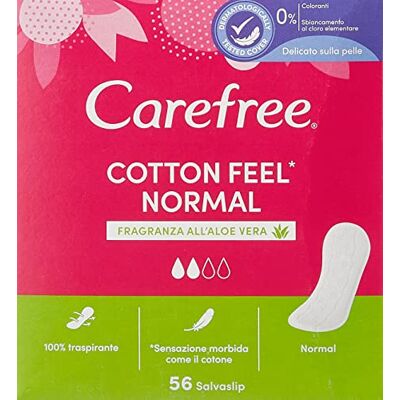 Carefree Cotton Feel Normal Aloe Protegeslips Lot de 56 protège-slips absorbants et respirants à l'aloe vera pur pour tous les types de culottes Carefree Cotton Feel Normal Aloe Protegeslips Lot de 56 protège-slips absorbants et respirants à l'aloe vera pur pour tous les types de culottes