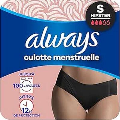Always Culotte Menstruelle Lavable Hipster, S, 38-40, Noir Always Culotte Menstruelle Lavable Hipster, S, 38-40, Noir
