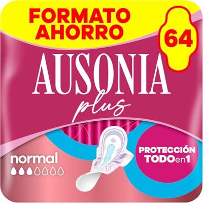 AUSONIA Ultra Plus Lot de 64 serviettes hygiéniques normales avec ailes, protection et arôme léger tout-en-un AUSONIA Ultra Plus Lot de 64 serviettes hygiéniques normales avec ailes, protection et arôme léger tout-en-un
