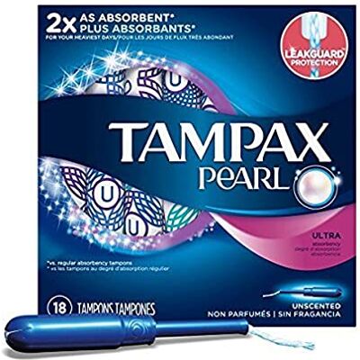 Tampax Pearl Plastic Unscented Tampons, Ultra Absorbency, 18-Count (Pack of 12) Tampax Pearl Plastic Unscented Tampons, Ultra Absorbency, 18-Count (Pack of 12)