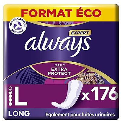 Always Expert Long Protège-slips 8x22 Unités, Extra Protection Au Quotidien, Retiennent Les Odeurs, Aussi Pour Les Premiers Signes De Fuites Urinaires Always Expert Long Protège-slips 8x22 Unités, Extra Protection Au Quotidien, Retiennent Les Odeurs, Aussi Pour Les Premiers Signes De Fuites Urinaires