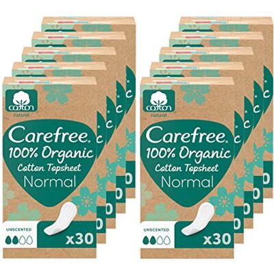 Carefree Organic Normal protège-slips en coton 100% biologique, 30 pièces Carefree Organic Normal protège-slips en coton 100% biologique, 30 pièces