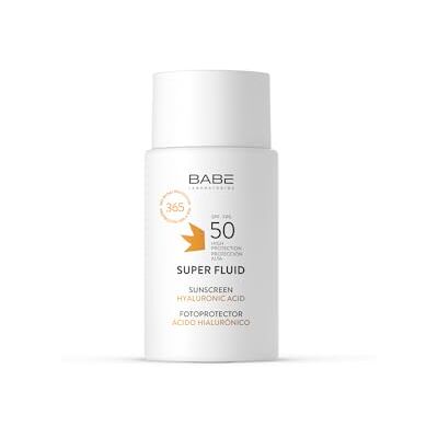 LABORATORIOS BABE Laboratoires Baby Super Fluid Photoprotecteur solaire visage SPF 50 Sunscreen Résistant à l'eau Protection solaire faciale pour tous types de peau Photovieillissement Contre les dommages LABORATORIOS BABE Laboratoires Baby Super Fluid Photoprotecteur solaire visage SPF 50 Sunscreen Résistant à l'eau Protection solaire faciale pour tous types de peau Photovieillissement Contre les dommages
