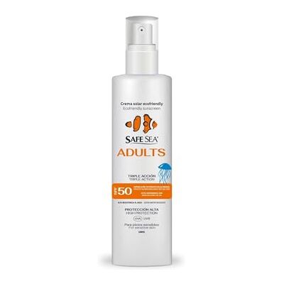 SAFE SEA Crème Solaire 50 SPF Adultes 100 ml Protection Eco-Friendly Spray Solaire 50 Anti-Méduses SAFE SEA Crème Solaire 50 SPF Adultes 100 ml Protection Eco-Friendly Spray Solaire 50 Anti-Méduses