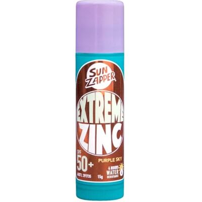 Extreme Zinc Sunscreen Stick SPF 50+ Purple Sky – Crème solaire minérale colorée résistante à l'eau pour le visage, bâton de protection solaire en oxyde de zinc pour sports nautiques, 15 g Extreme Zinc Sunscreen Stick SPF 50+ Purple Sky – Crème solaire minérale colorée résistante à l'eau pour le visage, bâton de protection solaire en oxyde de zinc pour sports nautiques, 15 g