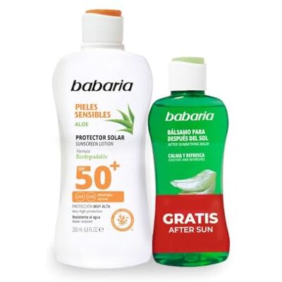 Ensemble Soin Solaire Babaria SPF 50+ Peau Sensible Aloe Vera Ensemble Soin Solaire Babaria SPF 50+ Peau Sensible Aloe Vera