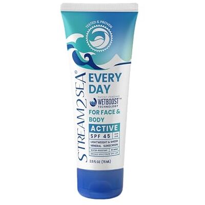 STREAM 2 SEA SPF 45 Protection solaire minérale active tous les jours 75 ml de protection solaire biodégradable et sûre pour le visage et le corps Non gras, léger et transparent Protection minérale contre les STREAM 2 SEA SPF 45 Protection solaire minérale active tous les jours 75 ml de protection solaire biodégradable et sûre pour le visage et le corps Non gras, léger et transparent Protection minérale contre les