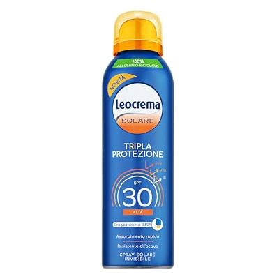 Leocrema Crème solaire Spray Invisible SPF 30, triple protection contre les rayons du soleil, Formule transparente et résistante à l'eau, 150 ml Leocrema Crème solaire Spray Invisible SPF 30, triple protection contre les rayons du soleil, Formule transparente et résistante à l'eau, 150 ml