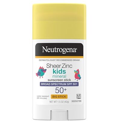 Neutrogena Sheer Zinc Oxide Bâton de crème solaire minérale pour enfants, SPF 50 Plus, protection UVA/UVB à large spectre, bâton de crème solaire résistant à l'eau, doux pour les peaux sensibles Neutrogena Sheer Zinc Oxide Bâton de crème solaire minérale pour enfants, SPF 50 Plus, protection UVA/UVB à large spectre, bâton de crème solaire résistant à l'eau, doux pour les peaux sensibles