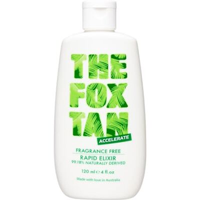 The Fox Tan Fragrance Free Rapid Tanning Elixir, accélérateur de bronzage sans parfum et autobronzant, lotion visage et corps, pour soleil et solarium 120 ml The Fox Tan Fragrance Free Rapid Tanning Elixir, accélérateur de bronzage sans parfum et autobronzant, lotion visage et corps, pour soleil et solarium 120 ml