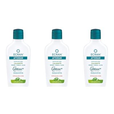 Ecran Lait post solaire hydratant et réparateur à l'aloe vera naturel, hydrate, apaise, soulage et répare, texture légère et absorption rapide, formule avec VitEox 80 Pack de 3 x 200 ml Ecran Lait post solaire hydratant et réparateur à l'aloe vera naturel, hydrate, apaise, soulage et répare, texture légère et absorption rapide, formule avec VitEox 80 Pack de 3 x 200 ml