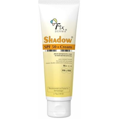 FIXDERMA Shadow SPF 50+ Crème solaire hydratante PA+++, crème solaire imperméable et non grasse, protection UV à large bande, 75 g FIXDERMA Shadow SPF 50+ Crème solaire hydratante PA+++, crème solaire imperméable et non grasse, protection UV à large bande, 75 g