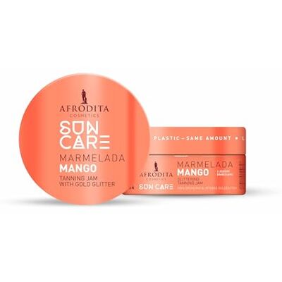 Afrodita Cosmetics Marmelada Mango Accélérateur de bronzage – Tanning Jam végétalien avec paillettes dorées pour un bronzage naturel rapide – Résistant à l'eau avec extrait de carotte et beurre de Afrodita Cosmetics Marmelada Mango Accélérateur de bronzage – Tanning Jam végétalien avec paillettes dorées pour un bronzage naturel rapide – Résistant à l'eau avec extrait de carotte et beurre de