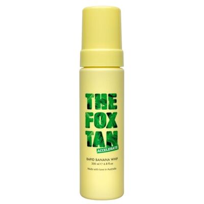 The Fox Tan Rapid Banana Whip accélérateur de bronzage sans autobronzant, booster de mélanine visage et corps, pour soleil et solarium, 200 ml The Fox Tan Rapid Banana Whip accélérateur de bronzage sans autobronzant, booster de mélanine visage et corps, pour soleil et solarium, 200 ml