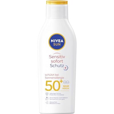 Sun Sensitiv Lotion solaire instantanée SPF 50+, crème solaire SPF 50+ pour peaux sensibles, protection solaire imperméable et sans parfum en cas d'allergie au soleil (200 ml) Sun Sensitiv Lotion solaire instantanée SPF 50+, crème solaire SPF 50+ pour peaux sensibles, protection solaire imperméable et sans parfum en cas d'allergie au soleil (200 ml)