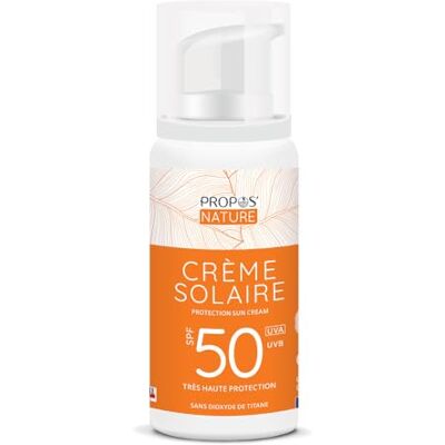PROPOS'NATURE Crème solaire Bio SPF50-100% naturelle Protection UVA/UB sans Dioxyde de Titane Fabriqué en France 100ml - PROPOS'NATURE Crème solaire Bio SPF50-100% naturelle Protection UVA/UB sans Dioxyde de Titane Fabriqué en France 100ml -