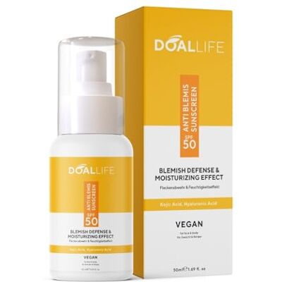 DOALLIFE Lot de 2 crèmes solaires pour le visage Protection solaire anti-impuretés SPF 50 Protection solaire du visage sans huile Efficace immédiatement Protection solaire légèrement structurée - DOALLIFE Lot de 2 crèmes solaires pour le visage Protection solaire anti-impuretés SPF 50 Protection solaire du visage sans huile Efficace immédiatement Protection solaire légèrement structurée -