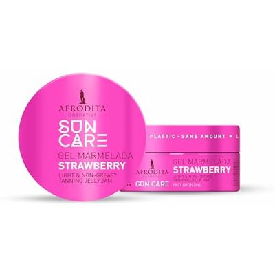 Afrodita Cosmetics Sun Care Gel de fraise Accélérateur de bronzage végétalien avec extrait de carotte et huile de coco Texture gel légère non grasse pour un bronzage d'été rapide et intense – 200 Afrodita Cosmetics Sun Care Gel de fraise Accélérateur de bronzage végétalien avec extrait de carotte et huile de coco Texture gel légère non grasse pour un bronzage d'été rapide et intense – 200
