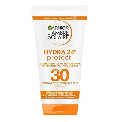 Garnier Hydra 24H Protect, Lait protecteur pour le visage et le corps, SPF 30, résistant à l'eau, 50 ml Garnier Hydra 24H Protect, Lait protecteur pour le visage et le corps, SPF 30, résistant à l'eau, 50 ml