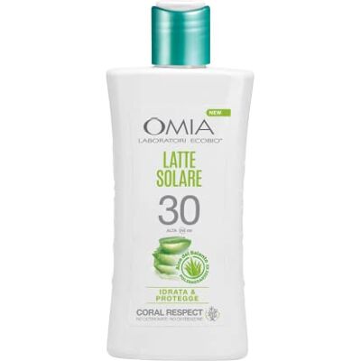 Omia , Lait solaire protecteur SPF30 Visage et Corps avec Aloe Vera du Salento, protection solaire élevée, pour peaux claires et sensibles au soleil, testé dermatologiquement, flacon de 200 ml Omia , Lait solaire protecteur SPF30 Visage et Corps avec Aloe Vera du Salento, protection solaire élevée, pour peaux claires et sensibles au soleil, testé dermatologiquement, flacon de 200 ml