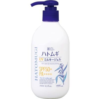 麗白 Reihaku Hatomugi Gel laiteux UV SPF50+ PA++++ 250 ml Lotion solaire japonaise Écran solaire pour le corps Type pompe Protection UV quotidienne pour le visage et le corps 麗白 Reihaku Hatomugi Gel laiteux UV SPF50+ PA++++ 250 ml Lotion solaire japonaise Écran solaire pour le corps Type pompe Protection UV quotidienne pour le visage et le corps