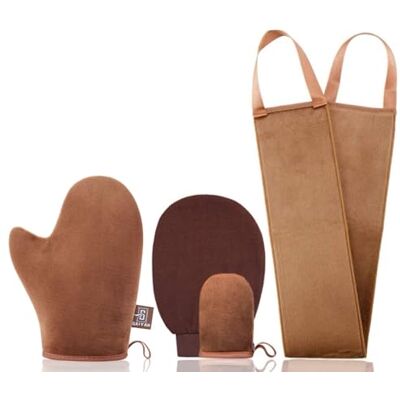 G GAIYAH GAIYAH Kit applicateur de gant autobronzant comprenant un applicateur autobronzant pour le dos, un gant exfoliant et un gant de bronzage pour le visage G GAIYAH GAIYAH Kit applicateur de gant autobronzant comprenant un applicateur autobronzant pour le dos, un gant exfoliant et un gant de bronzage pour le visage