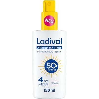 Ladival Spray de protection solaire SPF 50+ pour peaux allergiques – Crème solaire en cas d'allergie solaire et d'acné de Majorque, imperméable, non grasse, protection cellulaire 4 fois, doux pour les Ladival Spray de protection solaire SPF 50+ pour peaux allergiques – Crème solaire en cas d'allergie solaire et d'acné de Majorque, imperméable, non grasse, protection cellulaire 4 fois, doux pour les