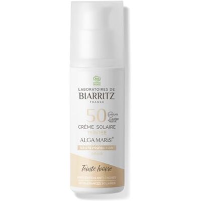 Laboratoire de Biarritz Laboratoires de Biarritz Crème solaire teintée visage Ivoire LSF50 ALGA MARIS® certifié bio Hydrate, matifiée, assure un éclat sain 50 ml Fabriqué en France Laboratoire de Biarritz Laboratoires de Biarritz Crème solaire teintée visage Ivoire LSF50 ALGA MARIS® certifié bio Hydrate, matifiée, assure un éclat sain 50 ml Fabriqué en France