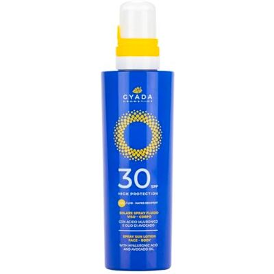 GYADA COSMETICS , Spray Solaire Corps Visage SPF30 Haute Protection, Nourrissant et Protecteur, Crème Solaire Visage à absorption rapide, Résistant à l’eau, Sans colle et Non collant, 200 ml GYADA COSMETICS , Spray Solaire Corps Visage SPF30 Haute Protection, Nourrissant et Protecteur, Crème Solaire Visage à absorption rapide, Résistant à l’eau, Sans colle et Non collant, 200 ml
