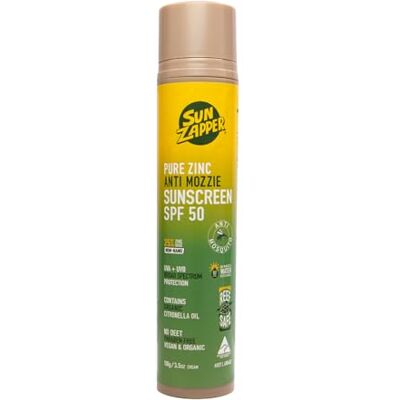 Sun Pure Zinc Crème solaire anti-moustiques SPF 50 – 100 g anti-insectes et moustiques teintée naturelle sans DEET, fabriquée en Australie Sun Pure Zinc Crème solaire anti-moustiques SPF 50 – 100 g anti-insectes et moustiques teintée naturelle sans DEET, fabriquée en Australie