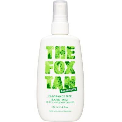 The Fox Tan Fragrance Free Rapid Tanning Mist Accélérateur de bronzage sans parfum et autobronzant, spray bronzant pour visage et corps, pour soleil et solarium 120 ml The Fox Tan Fragrance Free Rapid Tanning Mist Accélérateur de bronzage sans parfum et autobronzant, spray bronzant pour visage et corps, pour soleil et solarium 120 ml