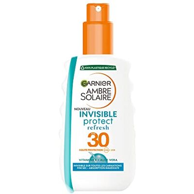 Garnier Ambre Solaire Invisible Protect Spray Protecteur Refresh FPS 30 Protège des UVA & UVB Vitamine E & Aloe Vera Vegan & Cruelty Free Tous Types de Peaux 200 ml Garnier Ambre Solaire Invisible Protect Spray Protecteur Refresh FPS 30 Protège des UVA & UVB Vitamine E & Aloe Vera Vegan & Cruelty Free Tous Types de Peaux 200 ml