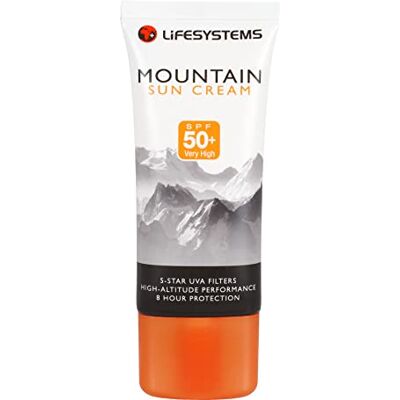 Lifesystems Mountain SPF 50 Crème solaire 5 étoiles Protection UVA ultra résistante à la transpiration pour le ski ou l'alpinisme Lifesystems Mountain SPF 50 Crème solaire 5 étoiles Protection UVA ultra résistante à la transpiration pour le ski ou l'alpinisme