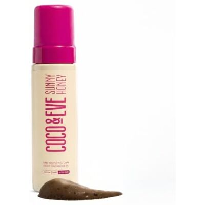 Coco & Eve Sunny Honey Mousse autobronzante (ultra foncée), séchage rapide, sans traces, sans soleil, parfum tropical, bronzage léger, aspect naturel, non collant, végétalien, sans cruauté envers les Coco & Eve Sunny Honey Mousse autobronzante (ultra foncée), séchage rapide, sans traces, sans soleil, parfum tropical, bronzage léger, aspect naturel, non collant, végétalien, sans cruauté envers les
