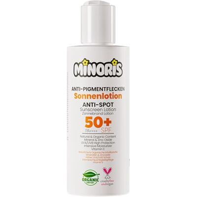 Minoris Lotion solaire anti-taches 50+ SPF tout le corps, haute protection UVA/UVB, Prevents Sun Spots, Primer Suitable, Organic, Natural & Vegan Content, Water Resistant, Titanium Dioxide Free, 150 Minoris Lotion solaire anti-taches 50+ SPF tout le corps, haute protection UVA/UVB, Prevents Sun Spots, Primer Suitable, Organic, Natural & Vegan Content, Water Resistant, Titanium Dioxide Free, 150