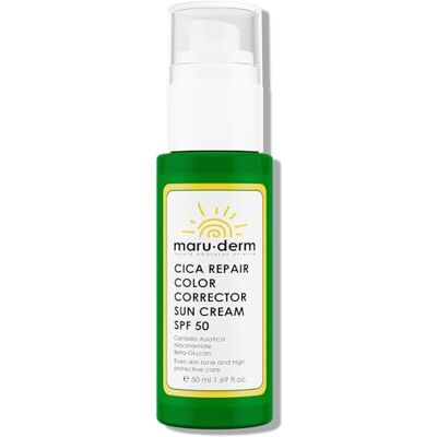 maru.derm Maruderm Crème Solaire Teintée Correctrice de Couleur Cica Repair SPF 50+ – Haute Protection UVA/UVB, Hydratante & Apaisante à la Centella Asiatica, 50 ML maru.derm Maruderm Crème Solaire Teintée Correctrice de Couleur Cica Repair SPF 50+ – Haute Protection UVA/UVB, Hydratante & Apaisante à la Centella Asiatica, 50 ML
