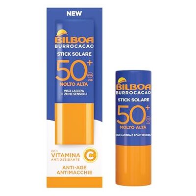 Bilboa Stick solaire SPF 50+ avec vitamine C, idéal pour les zones sensibles telles que les lèvres, les tatouages, les cicatrices et la formule à absorption rapide, ne graisse pas et ne laisse aucune Bilboa Stick solaire SPF 50+ avec vitamine C, idéal pour les zones sensibles telles que les lèvres, les tatouages, les cicatrices et la formule à absorption rapide, ne graisse pas et ne laisse aucune