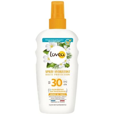 Lovea Spray Hydratant FPS 30 Haute Protection UVA/UVB Solaire Visage & Corps Monoï De Tahiti Résistant À L'Eau & Anti Traces Blanches Vegan Fabriqué En France 150 ml Lovea Spray Hydratant FPS 30 Haute Protection UVA/UVB Solaire Visage & Corps Monoï De Tahiti Résistant À L'Eau & Anti Traces Blanches Vegan Fabriqué En France 150 ml