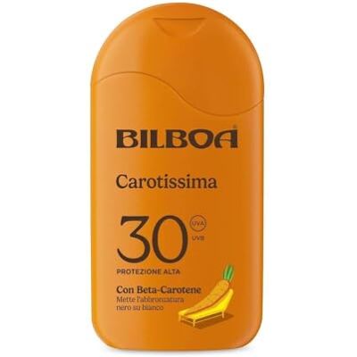 Bilboa Carotissima, Lait Solaire SPF 30, Bronzage Corps, Formule au Bétacarotène, Mettre le Bronzage Noir sur Blanc, Résistant à l'eau, Testé dermatologiquement, 200 ml Bilboa Carotissima, Lait Solaire SPF 30, Bronzage Corps, Formule au Bétacarotène, Mettre le Bronzage Noir sur Blanc, Résistant à l'eau, Testé dermatologiquement, 200 ml