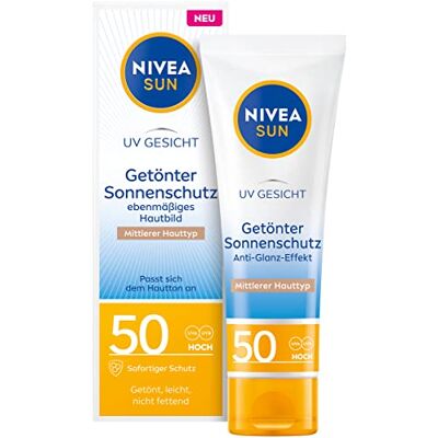 Sun crème solaire teinter pour le visage SPF 50 Matifiante Peaux moyennes (50 ml) Sun crème solaire teinter pour le visage SPF 50 Matifiante Peaux moyennes (50 ml)