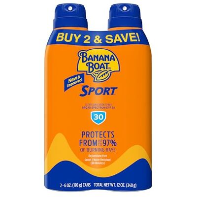 BANANA BOAT Ultra Mist Sport Performance Broad Spectrum Sun Care Sunscreen Spray Twin Pack SPF 30, 6 ounce by BANANA BOAT Ultra Mist Sport Performance Broad Spectrum Sun Care Sunscreen Spray Twin Pack SPF 30, 6 ounce by