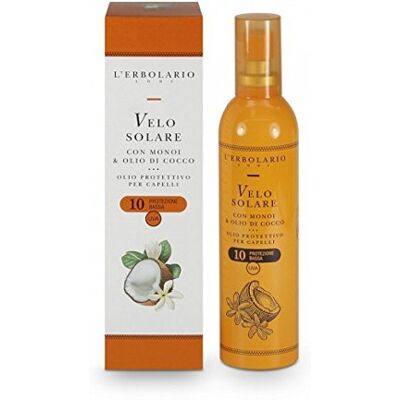 L'Erbolario Velo Solare Spray Solaire Cheveux au Monoï et à l'Huile de Noix de Coco SPF10, Protecteur et Polissant, Format 100 ml L'Erbolario Velo Solare Spray Solaire Cheveux au Monoï et à l'Huile de Noix de Coco SPF10, Protecteur et Polissant, Format 100 ml