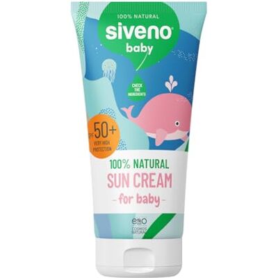 Siveno Crème solaire bébé naturelle 50 ml – Protection UVA/UVB SPF 50+, formule végétale vegan, anti-taches, minérale Siveno Crème solaire bébé naturelle 50 ml – Protection UVA/UVB SPF 50+, formule végétale vegan, anti-taches, minérale