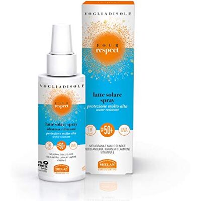 Helan , Vogliadisole Respect, lait solaire SPF 50, haute protection solaire anti-érythème et échaudage, crème solaire avec vitamine E, prévient les dommages rayons UVA et UVB, résistant à l'eau 100 ml Helan , Vogliadisole Respect, lait solaire SPF 50, haute protection solaire anti-érythème et échaudage, crème solaire avec vitamine E, prévient les dommages rayons UVA et UVB, résistant à l'eau 100 ml